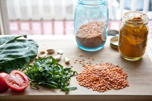 lentils,tumeric,spinach