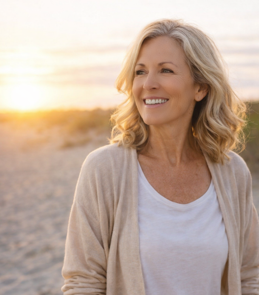 Gut health nutrition Woman experiencing relief from gut health issues